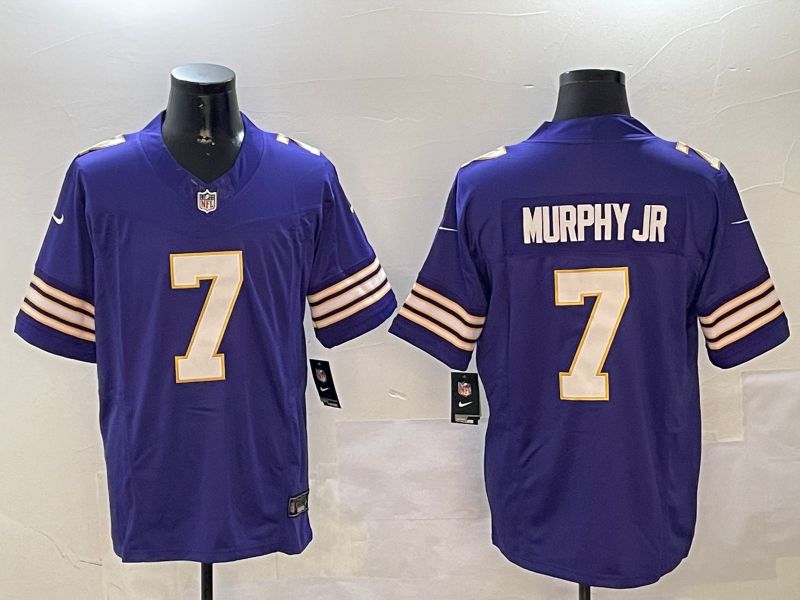 Men Minnesota Vikings #7 Murphy jr Purple Throwback Three generation 2024 Nike Limited NFL Jersey style 1